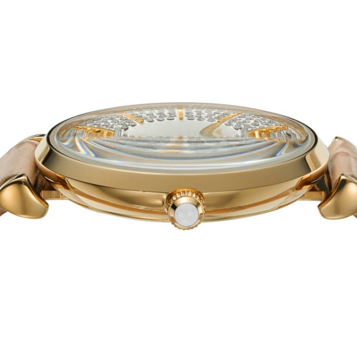 Emporio Armani Gianni T Bar Crystals Silver Dial Brown Leather Strap Watch For Women - AR11518 - Image 6